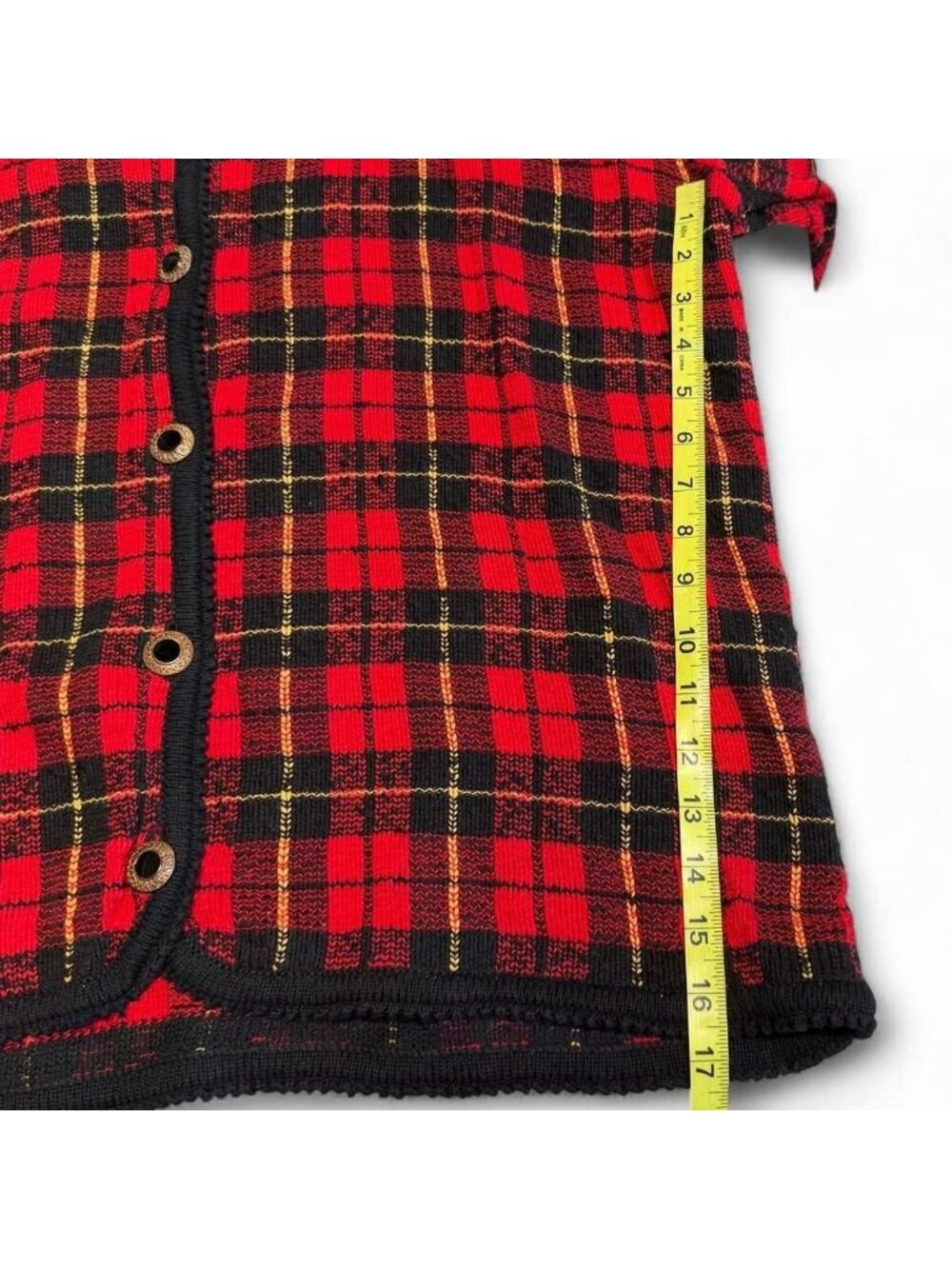 90's Liz Claiborne Red Plaid Button Up Cardigan Sweater Women's Plus 1P Holiday - Picture 5 of 5
